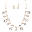 Bridal Wedding Jewelry Crystal Rhinestone Faux Pearl Tear Drop Necklace J530Gold
