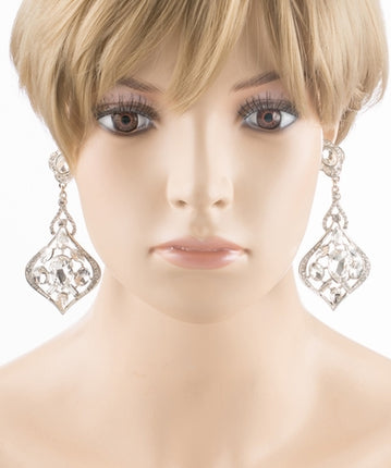 Bridal Wedding Jewelry Crystal Rhinestone Extraordinary Stylish Earrings Silver - Accessoriesforever