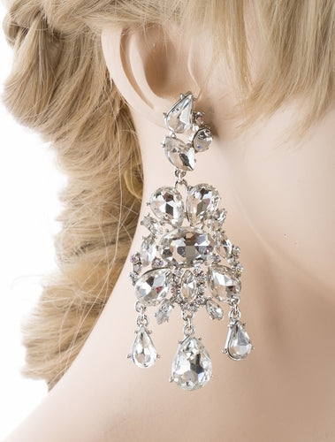 Bridal Wedding Jewelry Crystal Rhinestone Stylish Trendy Design Dangle Earrings - Accessoriesforever