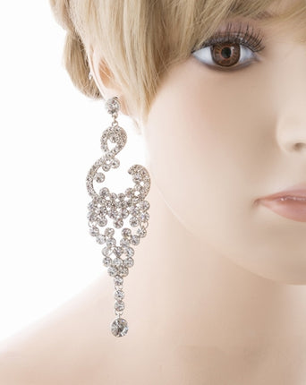 Bridal Wedding Jewelry Crystal Rhinestone Vintage Dangle Earrings E728 Silver - Accessoriesforever