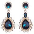 Beautiful Glamorous Bridal Crystal Rhinestone Teardrop Dangle Earrings Blue