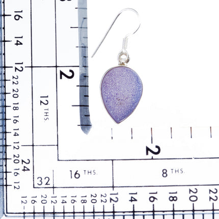 925 Sterling Silver Natural Gemstones Druzy Dangle Earrings FJSVE2144 - Accessoriesforever