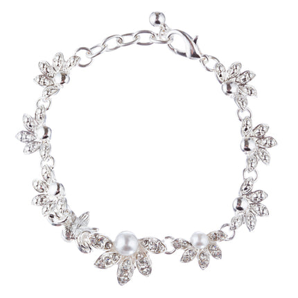 Bridal Wedding Jewelry Crystal Rhinestone Necklace Set Sweet Floral J425 Silver - Accessoriesforever