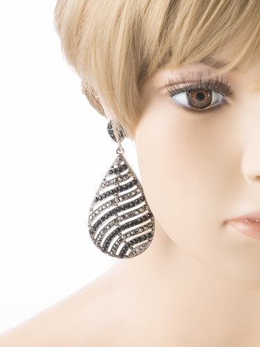 Modern Fashion Crystal Rhinestone Stunning Leaf Design Dangle Earrings E729 BLK