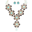 Statement Beautiful Layered Flower Floral Crystal Fashion Necklace Set Tq Black