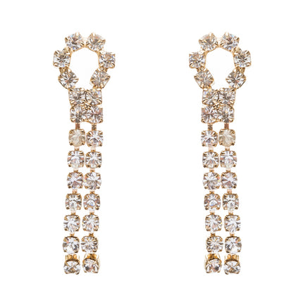 Bridal Wedding Jewelry Crystal Rhinestone Beautiful Drape Design Necklace Gold - Accessoriesforever