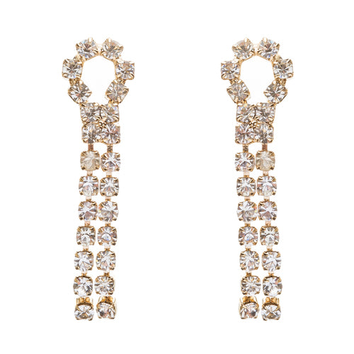 Bridal Wedding Jewelry Crystal Rhinestone Beautiful Drape Design Necklace Gold - Accessoriesforever