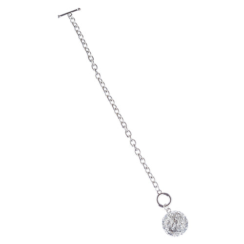 Sport Volleyball Crystal Rhinestone 7" Toggle Fashion Bracelet Silver Clear - Accessoriesforever