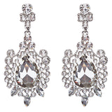 Beautiful Stunning Glamorous Crystal Rhinestone Teardrop Dangle Earrings Silver