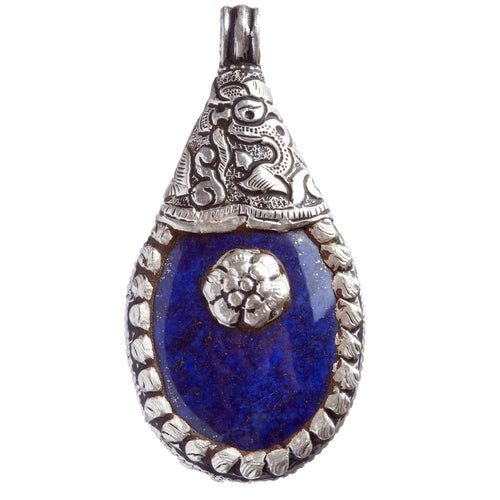 Sterling Silver Natural Gemstones Lapis Pendant FJSVP2063