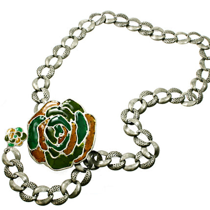 Linked Large Flower Circle Chain Woman Fashion Belt GN - Accessoriesforever