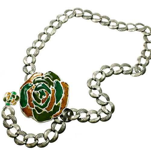 Linked Large Flower Circle Chain Woman Fashion Belt GN - Accessoriesforever