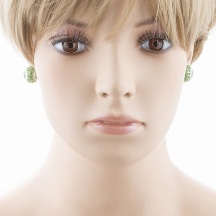 Sport Tennis Crystal Rhinestone 14mm Drop Stud Fashion Earrings Silver Green - Accessoriesforever
