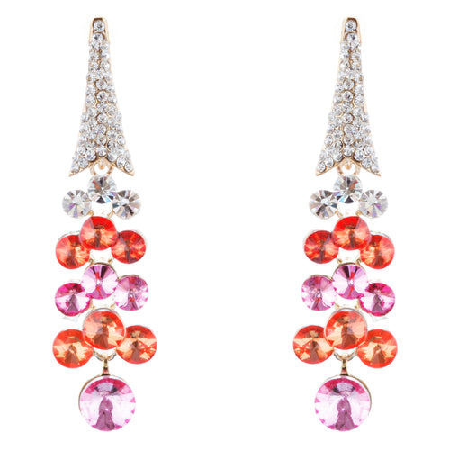 Dressy Beautiful Sparkle Crystal Rhinestone Dangle Fashion Earrings E966 Pink