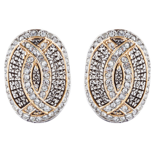 Sophisticated Classic Gorgeous Two-Tone Crystal Rhinestone Earrings E988 GDSV