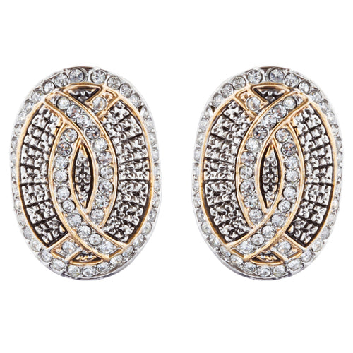 Sophisticated Classic Gorgeous Two-Tone Crystal Rhinestone Earrings E988 GDSV