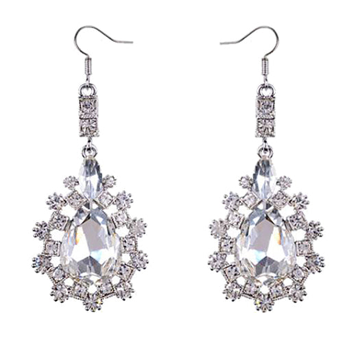 Bridal Wedding Jewelry Prom Crystal Rhinestone Simple Classic Earrings E1186 SV