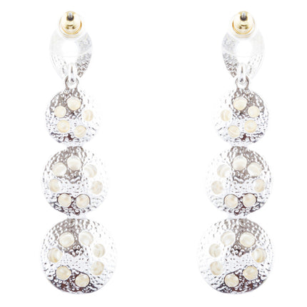 Bridal Wedding Jewelry Crystal Rhinestone Pearl Linear Drop Earrings E976 Silver - Accessoriesforever