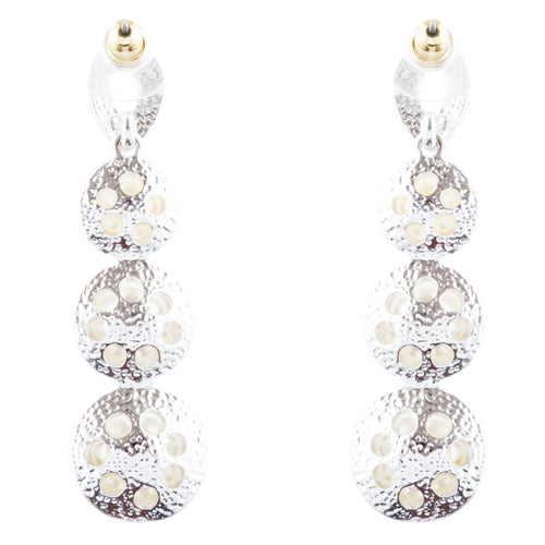 Bridal Wedding Jewelry Crystal Rhinestone Pearl Linear Drop Earrings E976 Silver - Accessoriesforever