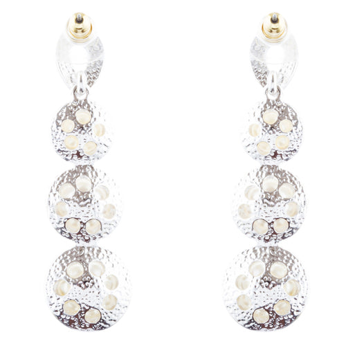 Bridal Wedding Jewelry Crystal Rhinestone Pearl Linear Drop Earrings E976 Silver