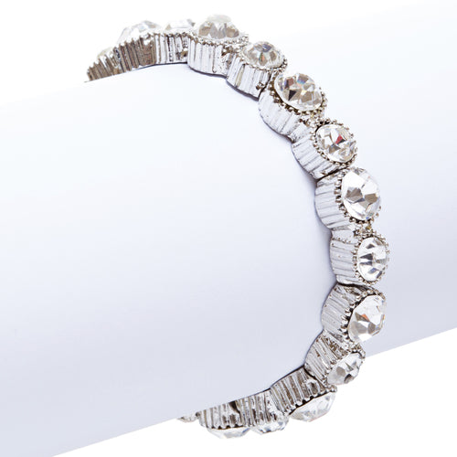Bridal Wedding Jewelry Crystal Rhinestone Simple Yet Elegant Bracelet B308 SV - Accessoriesforever