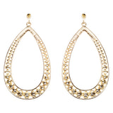 Crystal Accented Teardrop Dangle Earring Gold Pink
