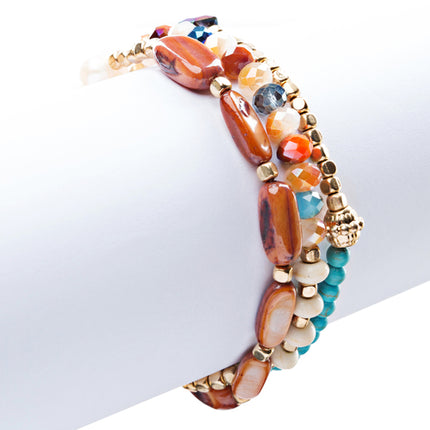 Beautiful Stone Bead Tribal Bohemian Statement Wrap Fashion Bracelet B453 Multi - Accessoriesforever