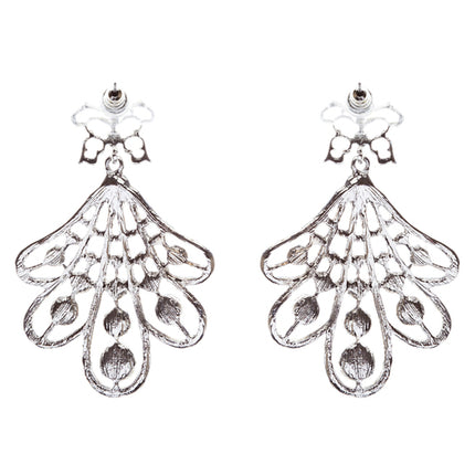 Flare Pearl Crystal Fashion Vintage Earrings Silver - Accessoriesforever