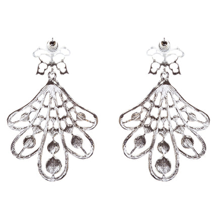 Flare Pearl Crystal Fashion Vintage Earrings Silver