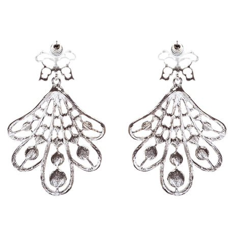 Flare Pearl Crystal Fashion Vintage Earrings Silver