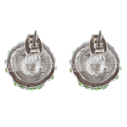 Sport Tennis Crystal Rhinestone 14mm Drop Stud Fashion Earrings Silver Green - Accessoriesforever