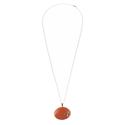 Fun Ocean Inspired Sea Star Shell Pendant Necklace Earrings Set JN280 Orange - Accessoriesforever