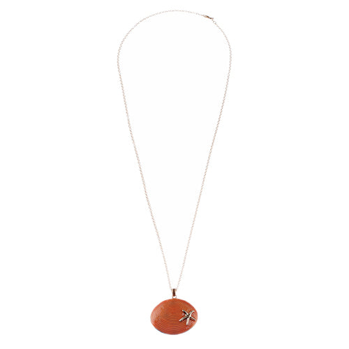 Fun Ocean Inspired Sea Star Shell Pendant Necklace Earrings Set JN280 Orange