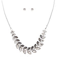 Beautiful Attractive Leaf Design Crystal Statement Necklace Set JN177 Gray