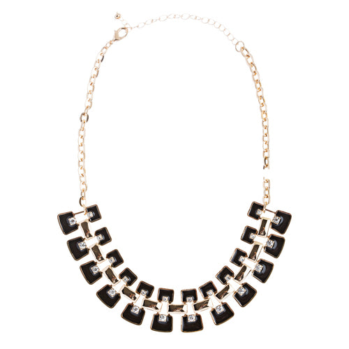 Modern Trendy Chic Bold Design Statement Necklace Set JN173 Black