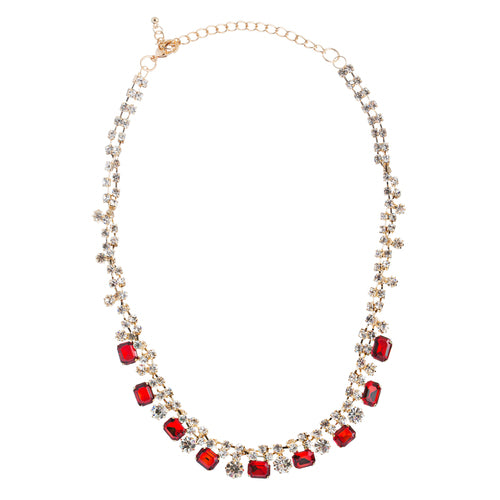 Sparkle Crystal Rhinestone Jewelry Set Beautiful Pattern Necklace J527 Red