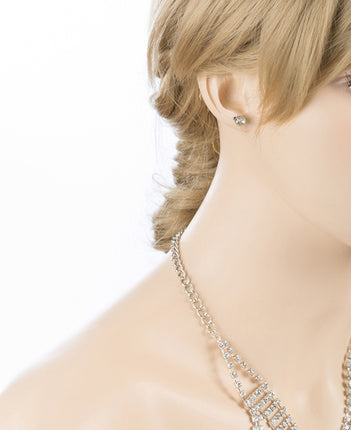 Bridal Wedding Jewelry Crystal Rhinestone Breathtaking Tear Drop Necklace J517BK - Accessoriesforever