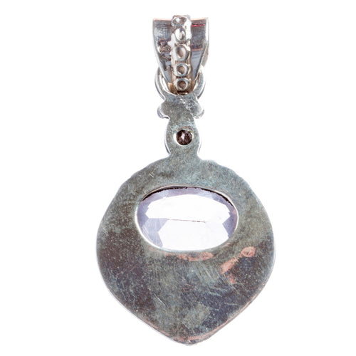 925 Sterling Silver Natural Gemstones Pink Amethyst Pendant FJSVP2084 - Accessoriesforever