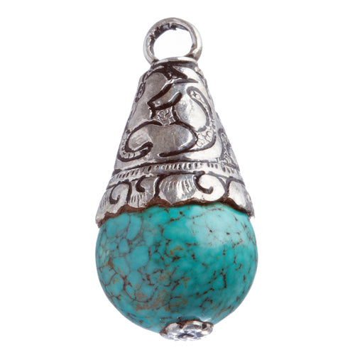 925 Sterling Silver Natural Gemstones Turquoise Pendant FJSVP2040