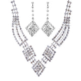 Bridal Wedding Jewelry Crystal Rhinestone Gorgeous Design Necklace J572 Silver