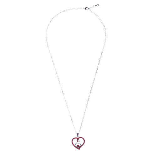 Valentines Jewelry Crystal Rhinestone Gorgeous Hearts Necklace N91 SV Red - Accessoriesforever