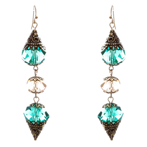 Trendy Fashion Crystal Rhinestone Stylish Pointed Tear Drop Earrings E829 Green