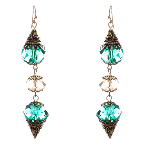 Trendy Fashion Crystal Rhinestone Stylish Pointed Tear Drop Earrings E829 Green