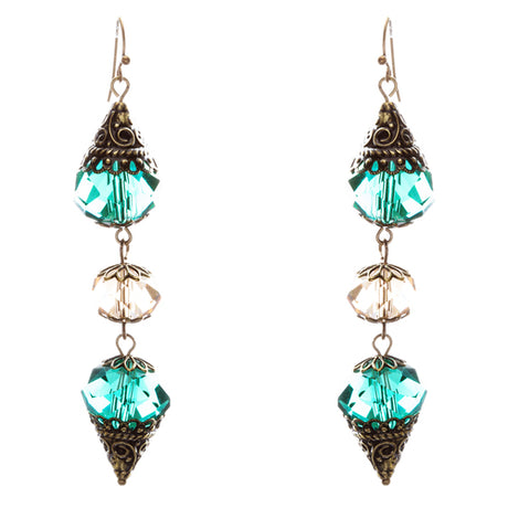 Trendy Fashion Crystal Rhinestone Stylish Pointed Tear Drop Earrings E829 Green