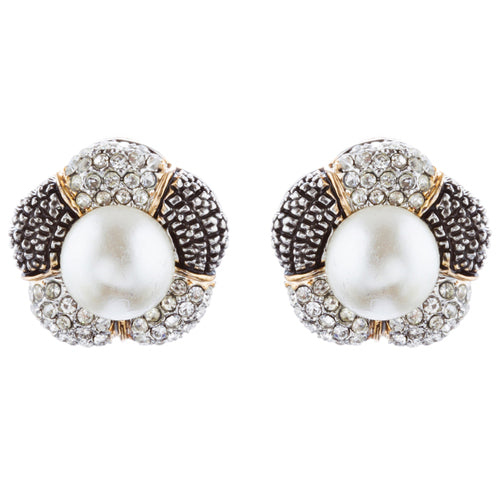 Sophisticated Classic Gorgeous Two-Tone Crystal Rhinestone Earrings E994 GDSV