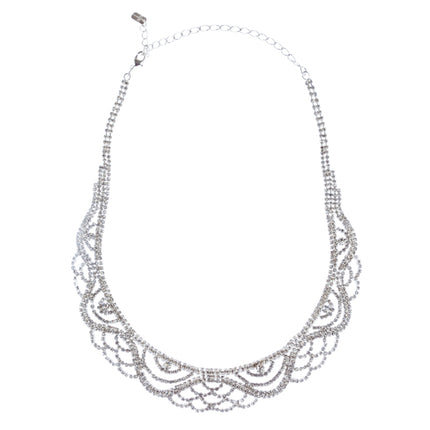 Bridal Wedding Jewelry Crystal Rhinestone Striking Classy Necklace Set J697 SV - Accessoriesforever