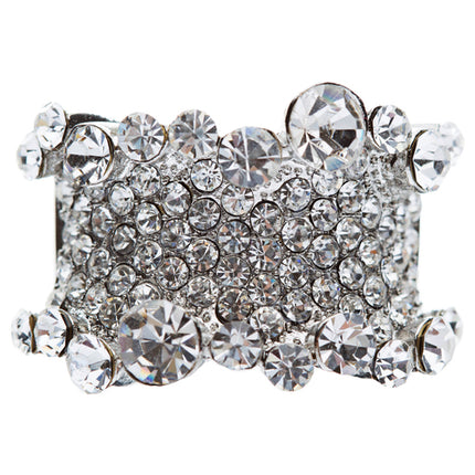 Bling Crystal Rhinestone Stretch Adjustable Fashion Ring Silver Tone Clear