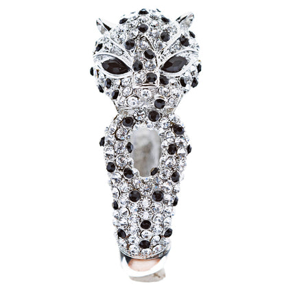 Fashion Jewelry Crystal Rhinestone Gorgeous Leopard Bracelet Silver - Accessoriesforever