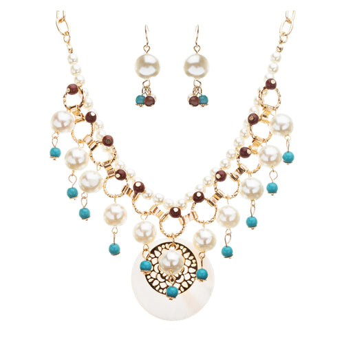 Beautiful Gorgeous Dazzling Fascinating Bib Statement Necklace Set JN172 Multi