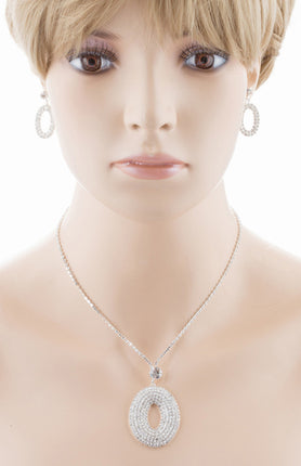 Bridal Wedding Jewelry Set Crystal Rhinestone Oval Drop - Accessoriesforever